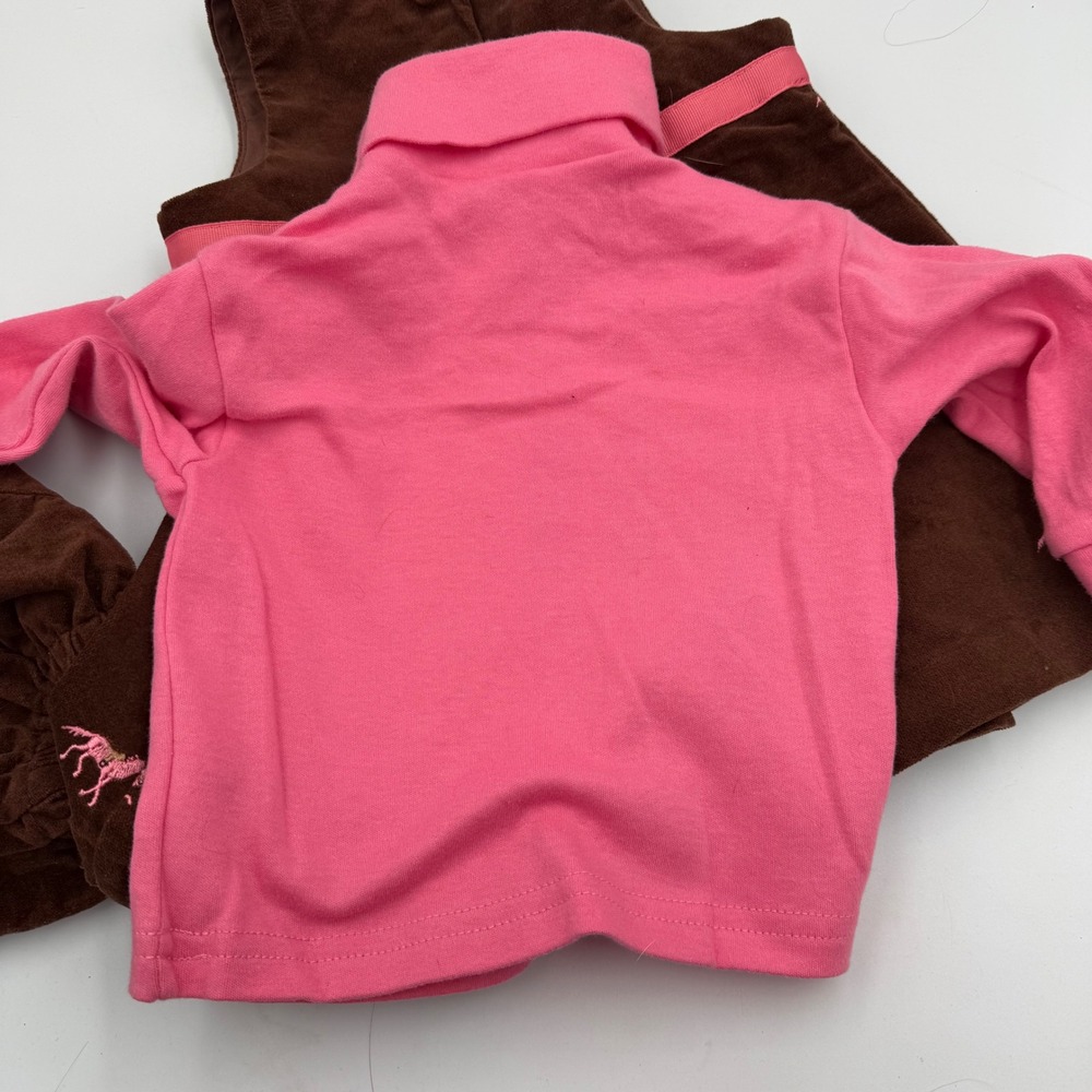 Hartstrings 12M Embroidered Horse Dress 3 Pc Set Pink Brown Baby Girl Outfit - Picture 16 of 16